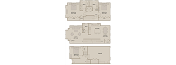 3 bed 2.5 Bath 1608 square feet floor plan D